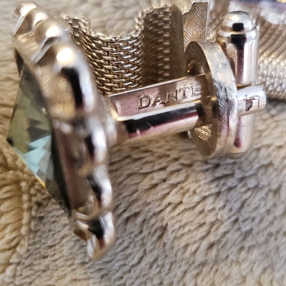 Designer cufflinks by DANTE gold mesh and emerald gem - Picture 2 of 12